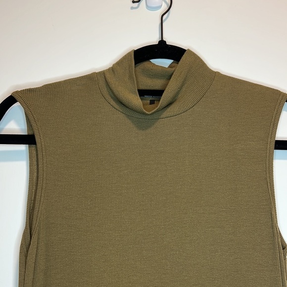 Scotch & Soda Ribbed Long MocNeck Tank.  Sz 1 Moss Green - Picture 3 of 10